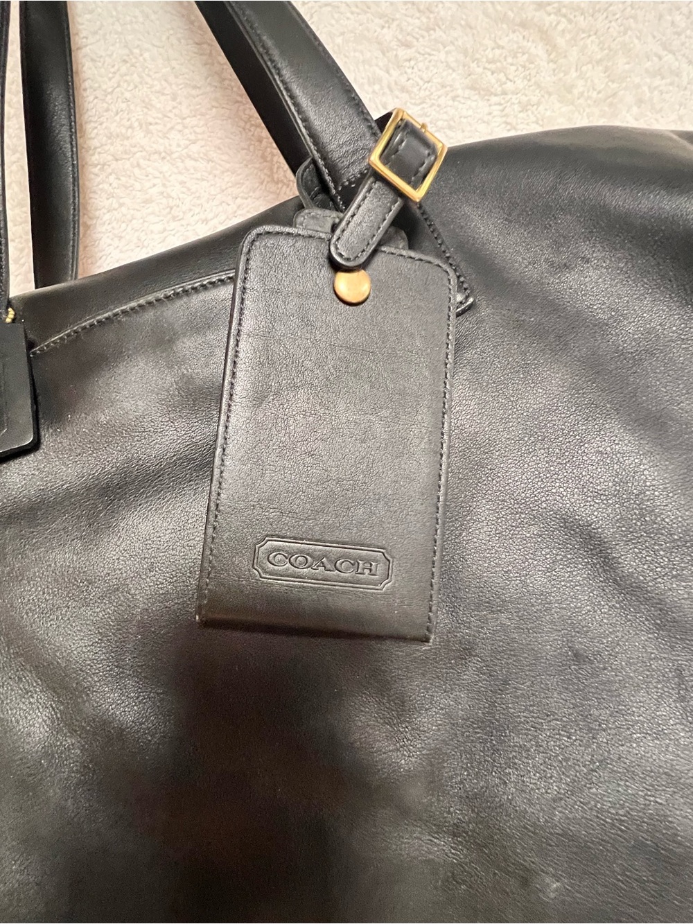 Vintage Coach Black Leather Duffel Bag for Men - Picture 3 of 14